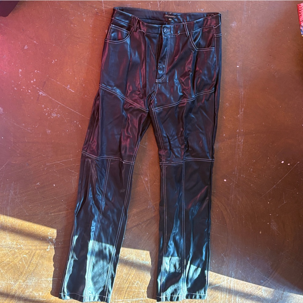 Shinestar Black Faux Leather Pants